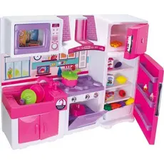 Conjunto Brinquedo Cozinha Infantil Fogao Geladeira Pia Microondas Armario Rosa Criatividade