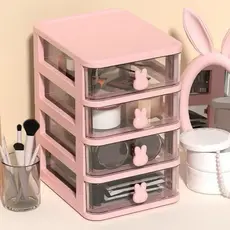 Organizador de Mesa Gaveta com Alça Coelhinho, 3 a 5 Camadas, Armazenamento para Maquiagem, Bijuterias,Acessórios