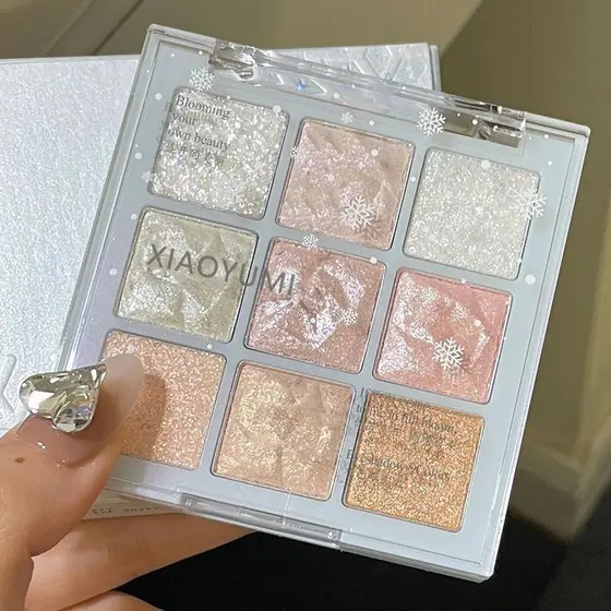 Influenciador Natal Brilhante Novo Estilo Perolado Strobe Sombra Destaque Lantejoulas Gelo Neve Nove Cores Estudante Pal