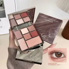 Paleta de sombras de sete cores terra cor temperamento perolado fosco maquiagem sombra iniciante Blush Glitter iniciante
