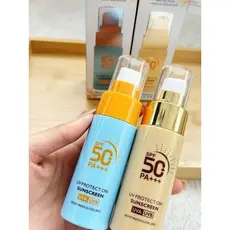 IUEYOA/garrafa dourada pequena pequena garrafa azul protetor solar SPF50 + loção de isolamento ao ar livre ultravioleta