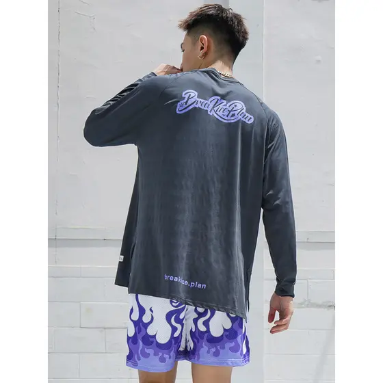 Roupas de tiro de manga comprida masculina respirável legal gelo seda Fitness ciclismo ao ar livre roupas de secagem ráp