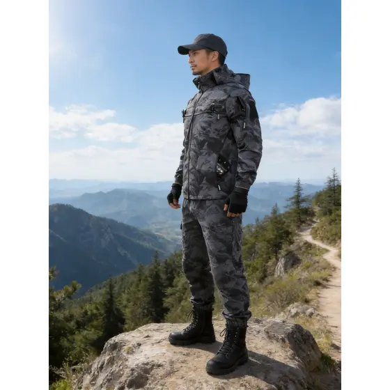 Primavera outono camuflagem roupas terno masculino jaqueta com capuz resistente ao desgaste resistente à sujeira workwea