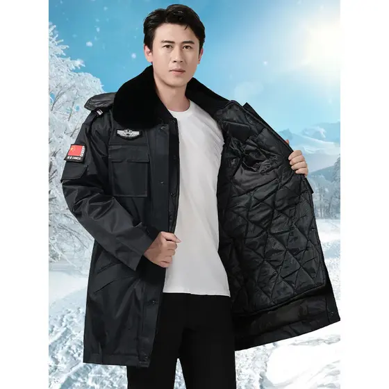 Casaco de segurança de inverno masculino de comprimento médio impermeável à prova de frio engrossado propriedade dever c