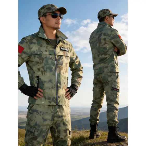 Macacão terno masculino feminino ao ar livre camuflagem roupas verão de secagem rápida malha leve respirável elástico ma