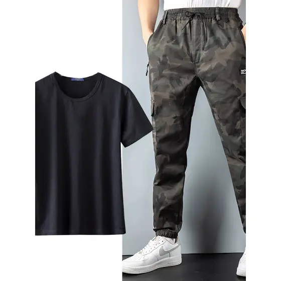 Verão de manga curta camuflagem roupas terno masculino fino Casual Workwear respirável resistente ao desgaste roupas de