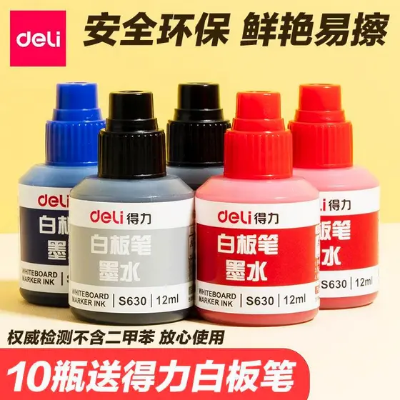 Deli Caneta para quadro branco Tinta dedicada Caneta para quadro branco Recarga Líquido Ecologicamente correto Preto Ver