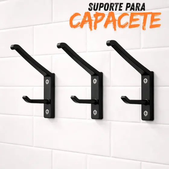 Kit 3 Suportes De Parede Para Capacete Jaqueta + Instalação Buchas e Parafuso Envio Imediato