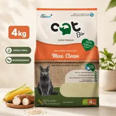 Areia Catbio 4kg Max Clean Biodegradável Pá Higiênica Grãos Finos Milho Mandioca Torrões Firmes Gato