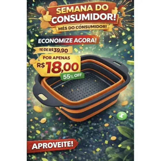 Escorredor Dobrável Silicone Peneira Retrátil Resistente Leve Fácil Guardar Doméstico Cozinha