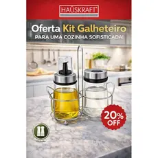 Kit Galheteiro Vidro Saleiro Azeiteiro Vinagre Suporte Metal Dosador Cozinha Gourmet Mesa Posta Luxo