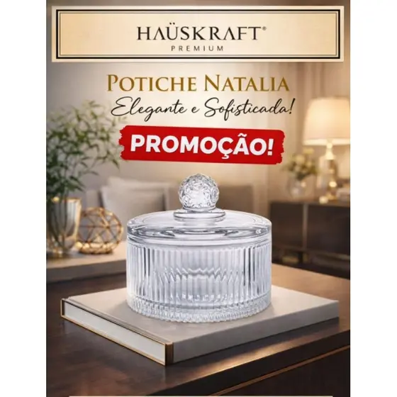 Potiche Vidro 10,5cm Decorativo Tampa Cristal Luxo Elegante Mesa Sala Presente Sofisticado