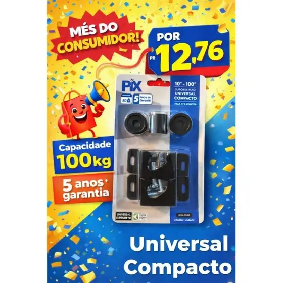 Suporte TV Fixo Universal 10 100 Polegadas Parede Resistente Seguro Compacto Fácil Instalação