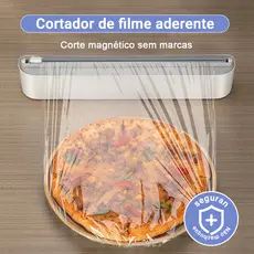 Cortador De Plástico Filme PVC Suporte Ajustável Dispensor Plástico Filme Descartável Ventosa Aderente Selador Comida Co