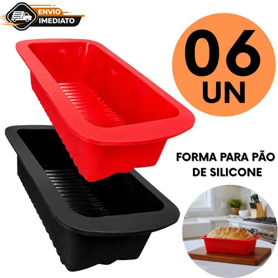 Kit 6 Forma de Silicone Para Pão Bolo Ingles Antiaderente Assadeira Dobrável Bolo na Forma de pão