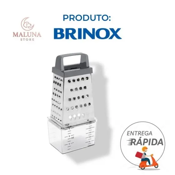 Ralador Inox 4 Faces com Coletor Brinox Top Pratic - 20,5cm - Rala Queijos, Legumes