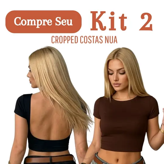 Cropped Costa Nua Suplex Feminina Ombro a Ombro manga curta Baby Tee Liso Casual Básico Tecido Duplo