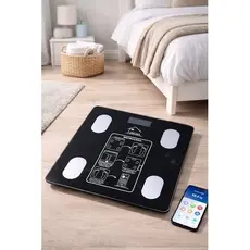 Balança Digital Bioimpedância Bluetooth Capacidade 140kg Design Moderno Preta