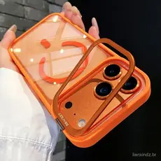 Capa De Telefone Com Montagem De Lente De Metal Transparente Magnética Para iPhone 13/14/15/16/17 Pro Max