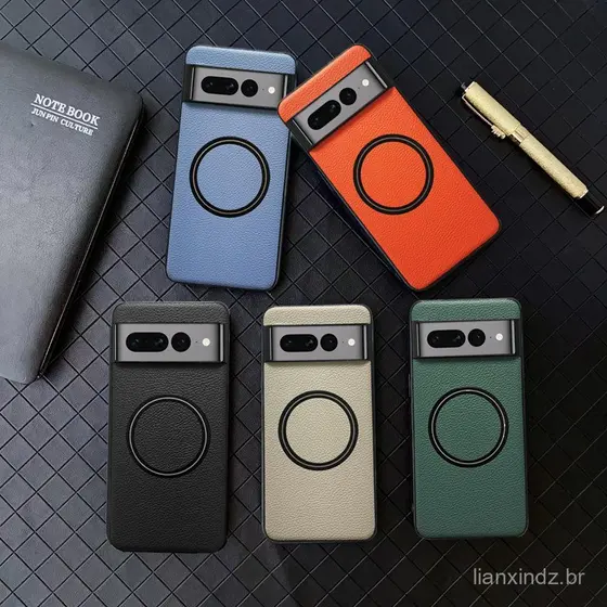 Capa Magnética Com Textura De Lichia Para Google Pixel 10 Pro XL , 7/8/9 A (Cor Sólida)