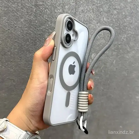 Nova Capa De Telefone Com Cordão Transversal Transparente Magnético Para iPhone 13/14/15/16/17 Pro Max