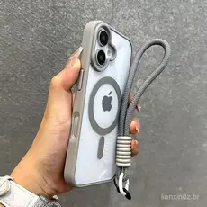 Nova Capa De Telefone Com Cordão Transversal Transparente Magnético Para iPhone 13/14/15/16/17 Pro Max