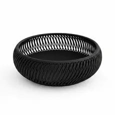 Fruteira De Mesa Aramada Preta / Branca Redonda Moderna 18cm Luxo