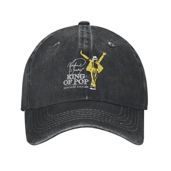 Boné De Beisebol Preto Lavado Vintage Masculino Feminino Michael Jackson Estampa " King of Pop "