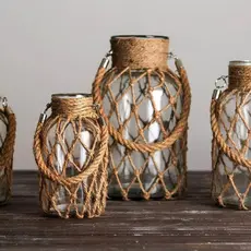 Retro arranjo de flores arte flor seca corda cânhamo vaso decoração para casa vidro transparente decoração Desktop sala 