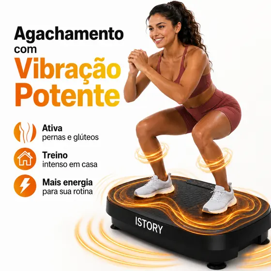 Plataforma Vibratória ISTORY Bivolt 110V/220V Aparelho Fitness Queima Gordura Treino Doméstico