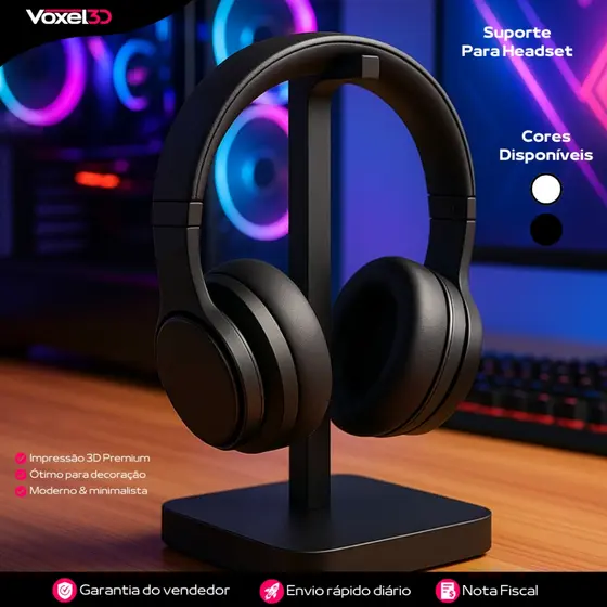 Suporte de Mesa Premium para Fone Headset Gamer Universal Elegante Minimalista Envio Rápido