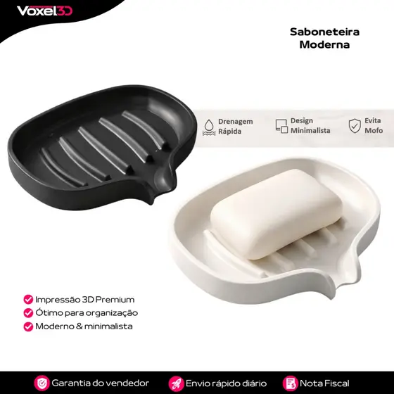 Saboneteira Moderna com Drenagem Design Minimalista para Banheiro e Cozinha Porta Sabonete