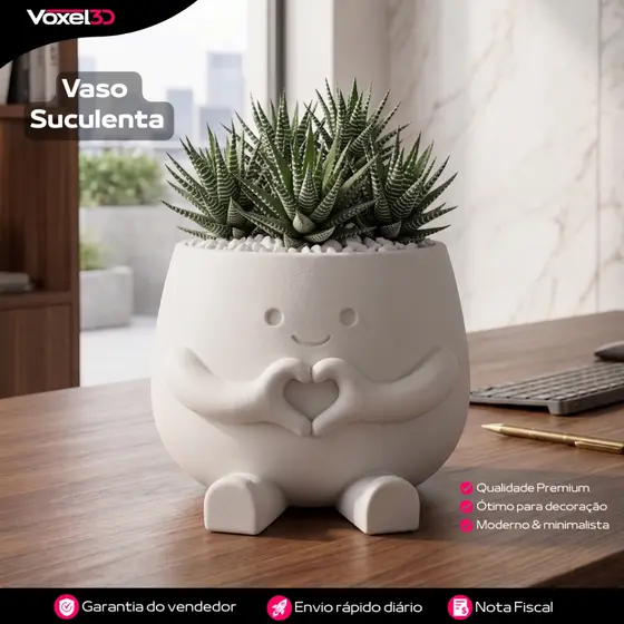 Vasinho Coração Decorativo para Suculentas e Plantas Pequenas Criativo Impressão em 3D Qualidade Premium Envio Rápido