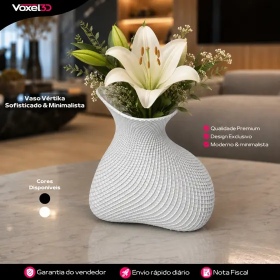Vaso Vértika Luxo Decorativo Sofisticado Minimalista Moderno Elegante para Sala Quarto e Escritório Envio Rápido