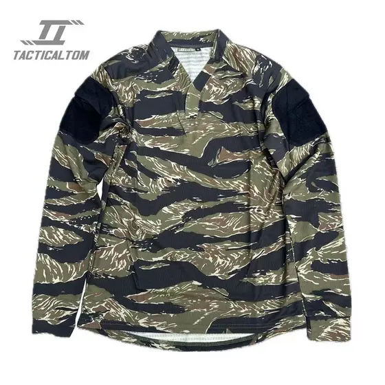 Tático Tom Rugby de secagem rápida VS tático vietnã guerra tigre padrão camiseta de manga comprida selva Tabby influenci