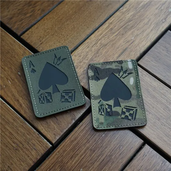 Tático Tom MC/CP Camuflagem RG Ranger Green Poker Spades Um Trident Velcro Tático Moral Capítulo