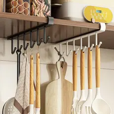 Gancho de cozinha perfurado pendurado armário sob prateleira porta do armário pendurado espátula colher cabide armazenam