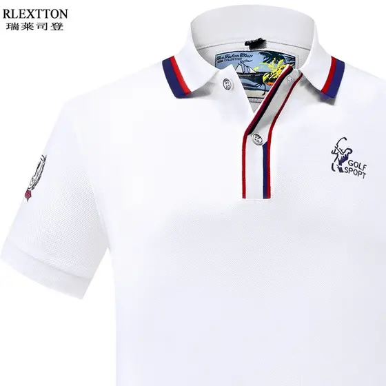 Roupas de golfe roupas de golfe golfe masculino manga curta camiseta lapela topo de secagem rápida respirável esportes c