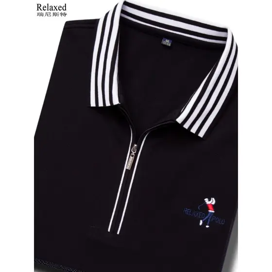 Roupas de golfe masculinas de manga comprida com zíper camiseta lapela gola respirável ao ar livre Casual camisa de golf