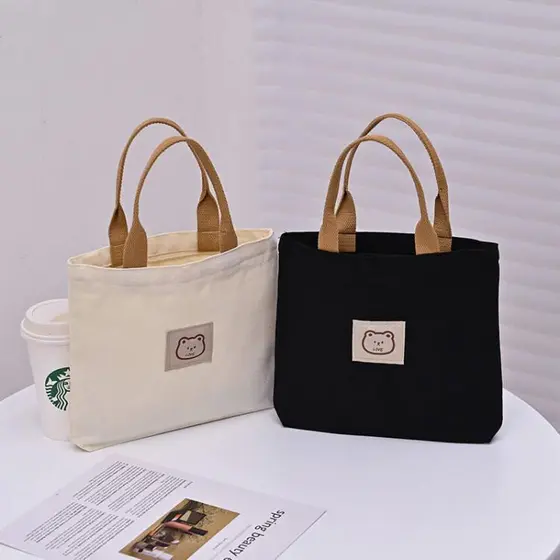 Pequeno saco de pano pequeno saindo trabalhando mão-transporte bolsa de lona feminina 2025 novo estilo influenciador lev