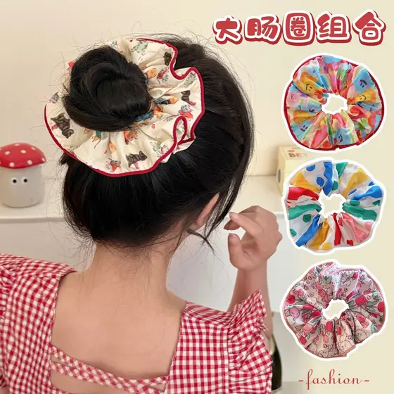 Novo estilo Retro laço borda anel de cabelo High-End sentimento grande anel elástico outono inverno laço de cabelo cabeç
