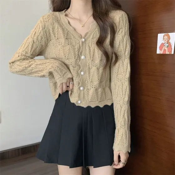 Mulheres Xiaoxiang estilo mais magro olhar Design superior Cardigan novo estilo irmã gorda primavera outono elegante tam