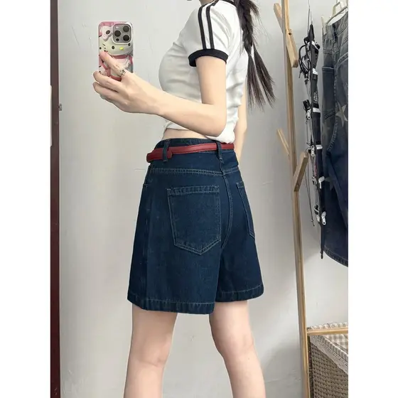 Retro Denim Culottes feminino primavera Plus Size gordura mm capa barriga mais magro olhar saia curta forma de pêra corp
