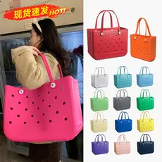 [Grande Bolsa] EVA Natação Buraco Bolsa Portátil Praia Bolsa Doce Cor Acampamento Ao Ar Livre Sacola de Grande Cap