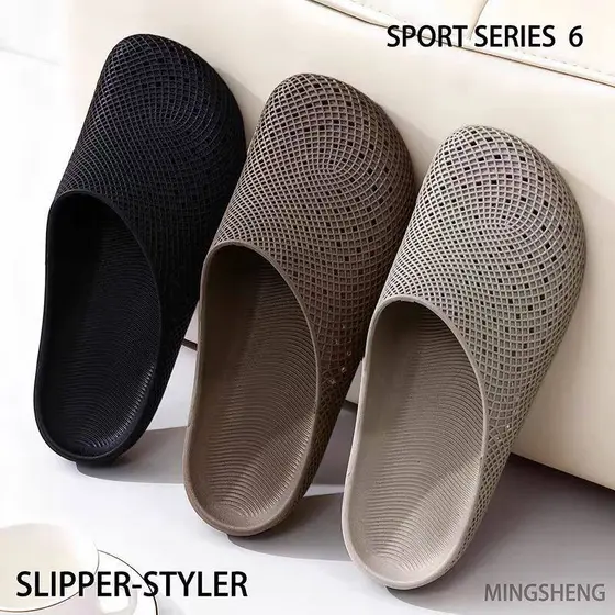 Verão Baotou sandálias chinelos masculinos antiderrapantes de sola macia sapatos preguiçosos moda textura tecida Da