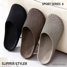 Verão Baotou sandálias chinelos masculinos antiderrapantes de sola macia sapatos preguiçosos moda textura tecida Da
