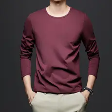 Camisa de fundo masculina outono inverno em torno do pescoço camiseta de manga comprida negócios topo pulôver quente mas