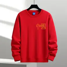 Estilo chinês forro de lã moletom masculino solto em torno do pescoço engrossado jaqueta vermelho Benming juventude topo