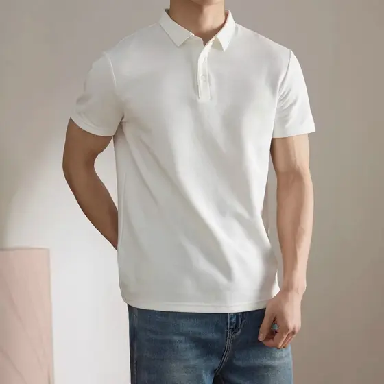 Camisa polo masculina de alta qualidade branca verão novo estilo lapela gola de manga curta camiseta