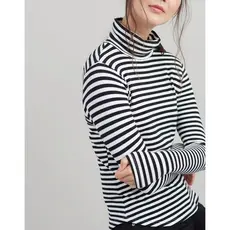 Polo britânico pedido Original comércio exterior corte etiqueta listras mais veludo gola alta camisa de fundo gordura mm